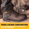 imageDEWALT Hayes Mens Waterproof Leather Steel Toe Safety Work BootSeal Brown