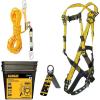 imageDEWALT Fall Protection KitD1000 Harness  50 Vertical Lifeline WRope Adjustor and Reusable Rooftop Anchor