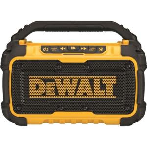 imageDEWALT 20V MAX Bluetooth Speaker 100 ft Range Durable for Jobsites Phone Holder Included Lasts 810 Hours with Single Charge DCR010
