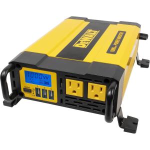 imageDEWALT DXAEPI1000 Power Inverter 1000W Car Converter with LCD Display Dual 120V AC Outlets 31A USB Ports 12V DC Adapter Battery ClampsCar Converter