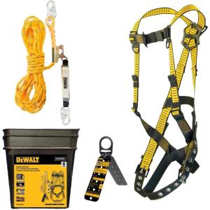 imageDEWALT Fall Protection KitD1000 Harness  50 Vertical Lifeline WRope Adjustor and Reusable Rooftop Anchor