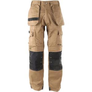 imageDEWALT Protradesman Mens Loose Fit Holster Pocket Cottonpoly Stretch Work PantsTan