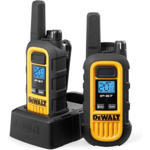 imageDEWALT Walkie Talkies Long Range FRS 2 Way Radio Waterproof ampamp Rechargeable  1 Watt DXFRS300 2 Pack DXFRS3001 Watt