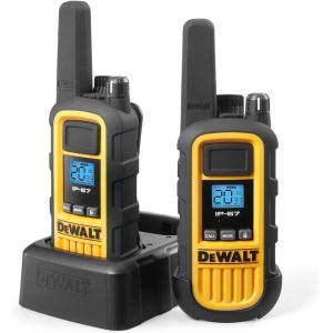 imageDEWALT Walkie Talkies Long Range FRS 2 Way Radio Waterproof ampamp Rechargeable  1 Watt DXFRS300 2 Pack DXFRS3002 Watt