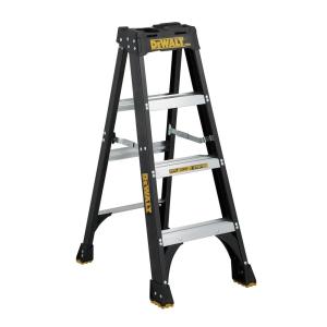 imageDeWalt 4Foot Fiberglass Step Ladder 300Pound Load Capacity Type IA DXL301004Black