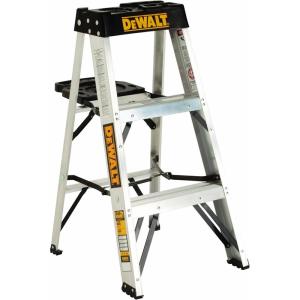 imageDeWalt DXL201004 4Feet Aluminum Stepladder Type IA with 300Pound Duty Rating 4FeetSilver3 feet