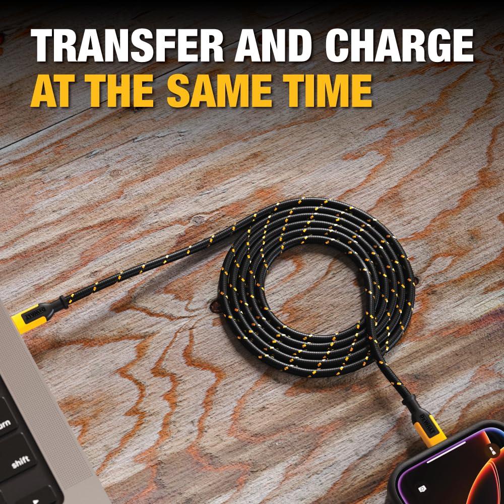 imageDEWALT Heavy Duty USB C Cable Jobsite 60 Watt USB C Cable High Speed TypeC to TypeC Fast Charge PD USBC Fast Charging Cord for iPhone 1615 Plus Pro Max MacBook iPad Samsung Galaxy 4 ftyellowblack
