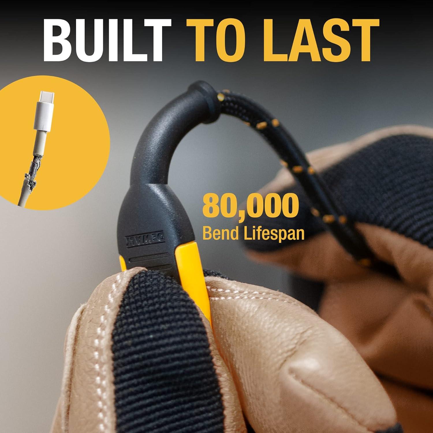 imageDEWALT Heavy Duty USB C Cable Jobsite 60 Watt USB C Cable High Speed TypeC to TypeC Fast Charge PD USBC Fast Charging Cord for iPhone 1615 Plus Pro Max MacBook iPad Samsung Galaxy 4 ftyellowblack