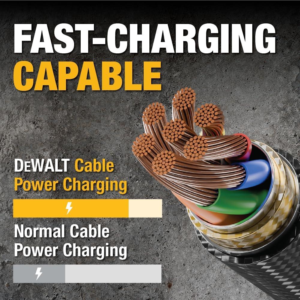 imageDEWALT Heavy Duty USB C Cable Jobsite 60 Watt USB C Cable High Speed TypeC to TypeC Fast Charge PD USBC Fast Charging Cord for iPhone 1615 Plus Pro Max MacBook iPad Samsung Galaxy 4 ftyellowblack