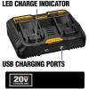 imageDEWALT 1220V MAX Battery Charger Corded Dual Charging Station 2USB Ports Included DCB102