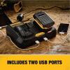 imageDEWALT 1220V MAX Battery Charger Corded Dual Charging Station 2USB Ports Included DCB102