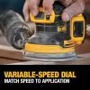 imageDEWALT 20V MAX Orbital Sander Cordless 5Inch Sander Tool 2Ah 800012000 OPM Variable Speed Dial Storage Bag Battery and Charger Included DCW210D1