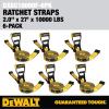 imageDEWALT DXBC10000J6PK BlackYellow 2quot x 27 Ratchet Tie Down Straps with Double JHooks  HeavyDuty Cargo Hauling 10000 lb Break Strength 6 Pack2 x 27