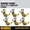 imageDEWALT DXBC10000J6PK BlackYellow 2quot x 27 Ratchet Tie Down Straps with Double JHooks  HeavyDuty Cargo Hauling 10000 lb Break Strength 6 Pack2 x 27