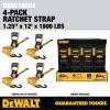 imageDEWALT DXBC18004 BlackYellow 125quot x 12 Ratchet Tie Down Straps  LightWeight Cargo Hauling 1800 lb Break Strength 4 Pack125 x 12 4 Pack