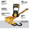 imageDEWALT DXBC18004 BlackYellow 125quot x 12 Ratchet Tie Down Straps  LightWeight Cargo Hauling 1800 lb Break Strength 4 Pack8 Pack