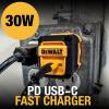 imageDEWALT Heavy Duty 30W PD USB Wall Charger Worksite USBC Chargers Type C Fast Charger Foldable Plug Compatible with iPhone 16 15 14 13 12 Pro Max iPad Pro1Port PD