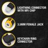 imageDEWALT Heavy Duty 35mm to Lightning Adapter 90Degree L Connector Female to 35mm Male Headphone Jack Adapter for iPhone Compatible Lightning to 35 mm Headphone Jack Adapters Adapts Legacy Devices
