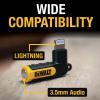 imageDEWALT Heavy Duty 35mm to Lightning Adapter 90Degree L Connector Female to 35mm Male Headphone Jack Adapter for iPhone Compatible Lightning to 35 mm Headphone Jack Adapters Adapts Legacy Devices