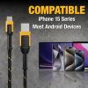 imageDEWALT Heavy Duty USB C Cable Premium Braided Nylon USB A to Type C Charger Cable Fast Charging for iPhone 16 Series iPhone 15 Series Samsung Galaxy S10 S10  Note 9 LG V30 USB 20 BlackBlack