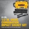 imageDEWALT Impact Socket Set with Ratchet MetricSAE 12quot Drive 23Piece Set with Case DWMT74739 23pc Socket Set