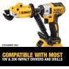 imageDEWALT Metal ShearCutter Drill Attachment Impact Ready 360 Degree Pivoting Head Cuts 18GA Material DWASHRIRYellow BlackShears Attachment