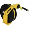 imageDEWALT Retractable Air Hose Reel 50ft Wall or Truck Bed Mounted Usable for Pnuematic Air Tools for Mechanics Garage At Home and More Double Arm Construction 38in x 50ft Hose