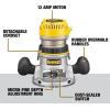 imageDEWALT Router Fixed and Plunge Base Kit Soft Start 12Amp 24000 RPM Variable Speed Trigger Corded DW618PKB