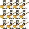 imageDEWALT DXBC18004 BlackYellow 125quot x 12 Ratchet Tie Down Straps  LightWeight Cargo Hauling 1800 lb Break Strength 4 Pack12 Pack