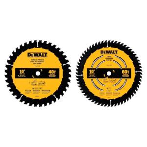 imageDEWALT 10inch Miter Saw BladeTable Saw Blade 2Pack 40T and 60T General Purpose Combo DWA110CMB10 Inches