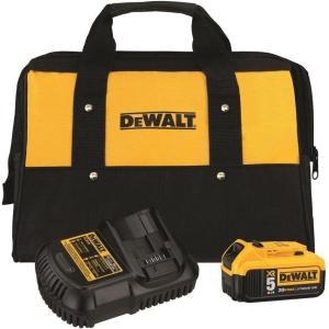 imageDEWALT 20V MAX 5 Ah Lithium Ion Battery and Charger Kit with Bag DCB205CK