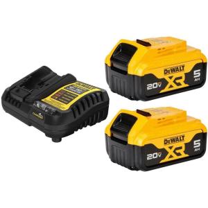 imageDEWALT 20V MAX Battery Charging Kit Includes Charger and 2 Batteries 5Ah Includes Small Storage Bag DCB2052CKStarter kit w 2 batteries