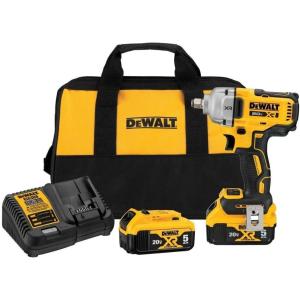 imageDEWALT 20V MAX Impact Wrench Cordless 12 inch 2 Batteries and Charger Included DCF891P2