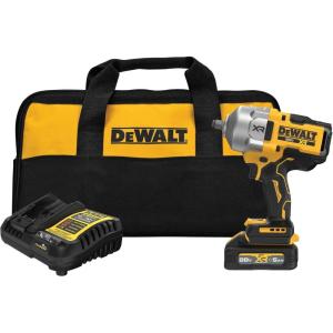 imageDEWALT 20V MAX XR 12 Inch Cordless Impact Wrench Kit with Hog Ring Anvil Battery and Charger Included DCF961GP1Kit with Battery