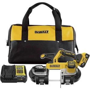 imageDEWALT 20V MAX XR Bandsaw Brushless Motor Portable and Cordless 338 Inch Cut Capacity 5Ah Battery and Charger Included DCS378P1Kit with Battery