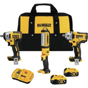 imageDEWALT 20V MAX XR Impact Wrench Combo Kit 12Inch ampamp 38Inch with LED Handheld Area Light 3Tool DCK302P2
