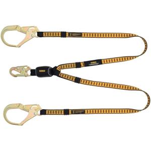 imageDEWALT 6Foot Energy Absorbing LanyardTwin  External Absorber  with Steel Snap Hooks on DRing End and Steel Rebar Hook on Anchor End