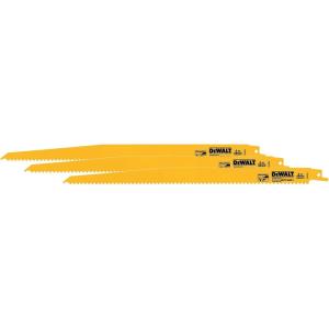imageDEWALT DW48022 6Inch 6 TPI Taper Back BiMetal Reciprocating Saw Blade 2Pack  YellowOne Size Pack of 3