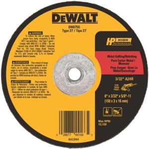 imageDEWALT DW8755 6Inch by 332Inch Metal Cutting and Notching Wheel 5811 Arbor