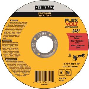 imageDEWALT DWAFV86045 FLEXVOLT T1 Cutting Wheel 6quot x 045quot x 78quot412 x 045 x 78