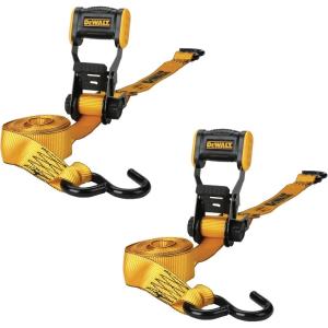 imageDEWALT DXBC18004 BlackYellow 125quot x 12 Ratchet Tie Down Straps  LightWeight Cargo Hauling 1800 lb Break Strength 4 Pack2 Pack