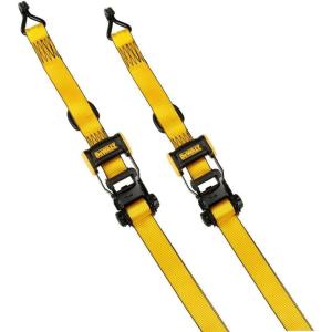 imageDEWALT DXBC33004 BlackYellow 15quot x 16 Ratchet Tie Down Straps  MidWeight Cargo Hauling 3300 lb Break Strength 4 PackBlack Yellow