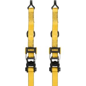 imageDEWALT DXBC50002 BlackYellow 15quot x 16 Ratchet Tie Down Straps  HeavyDuty Cargo Hauling 5000 lb Break Strength 2 Pack