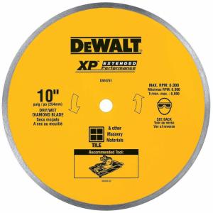 imageDEWALT Diamond Blade for Ceramic or Tile Wet Cutting Continuous Rim 58Inch Arbor 10Inch DW4761 YellowOne Size