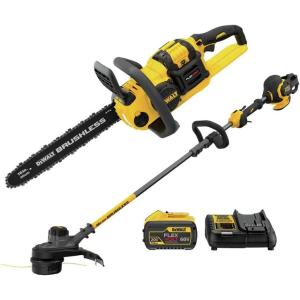 imageDEWALT FLEXVOLT 60V MAX String Trimmer Brushless Two Speed 15Inch 3Ah Battery DCST970X1w Chainsaw