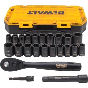imageDEWALT Impact Socket Set with Ratchet MetricSAE 12quot Drive 23Piece Set with Case DWMT74739 23pc Socket Set