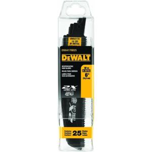 imageDEWALT Reciprocating Saw Blades MetalWoodcutting 5Piece Set DW4857 Yellow6 2X 10TPI  25Pack