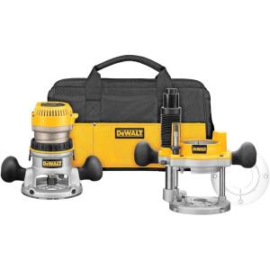imageDEWALT Router Fixed and Plunge Base Kit Soft Start 12Amp 24000 RPM Variable Speed Trigger Corded DW618PKB