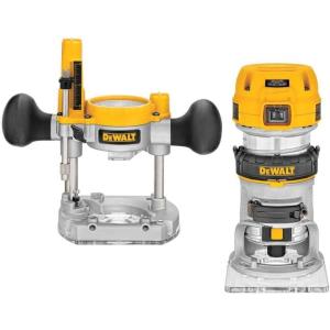 imageDEWALT Router FixedPlunge Base Kit Variable Speed 125HP Max Torque DWP611PKCompact router