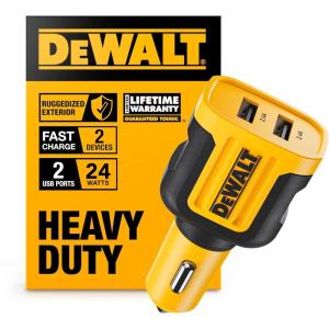 imageDEWALT Heavy Duty 24W USB Car Charger Adapter Cigarette Lighter Adapter USBA Charger Fast Charging Car Lighter USB Adapters Cell Phone Automobile Chargers for iPhone Samsung Galaxy iPad